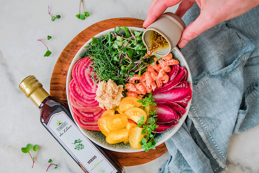 Shrimp Salad Bowl with Verjuice Vinaigrette &ndash; Terroirs du Liban