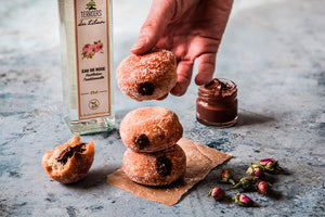 Chocolate Filled Rosewater Doughnuts