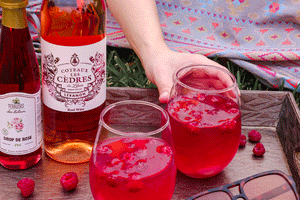 Rosé, Lychee, and Raspberry Cocktail