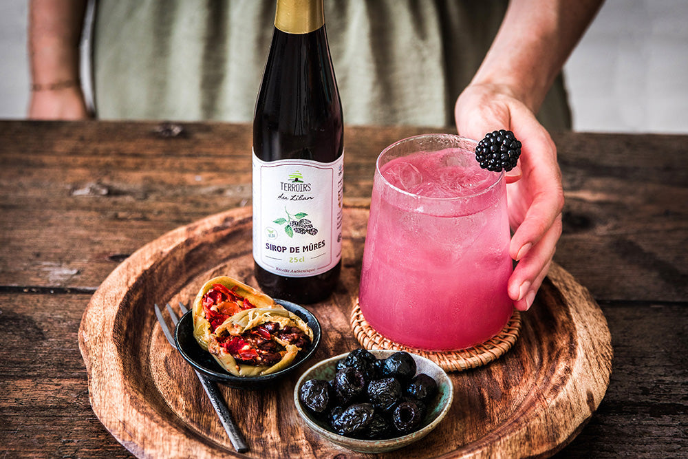 Arak and Mulberry Syrup Cocktail
