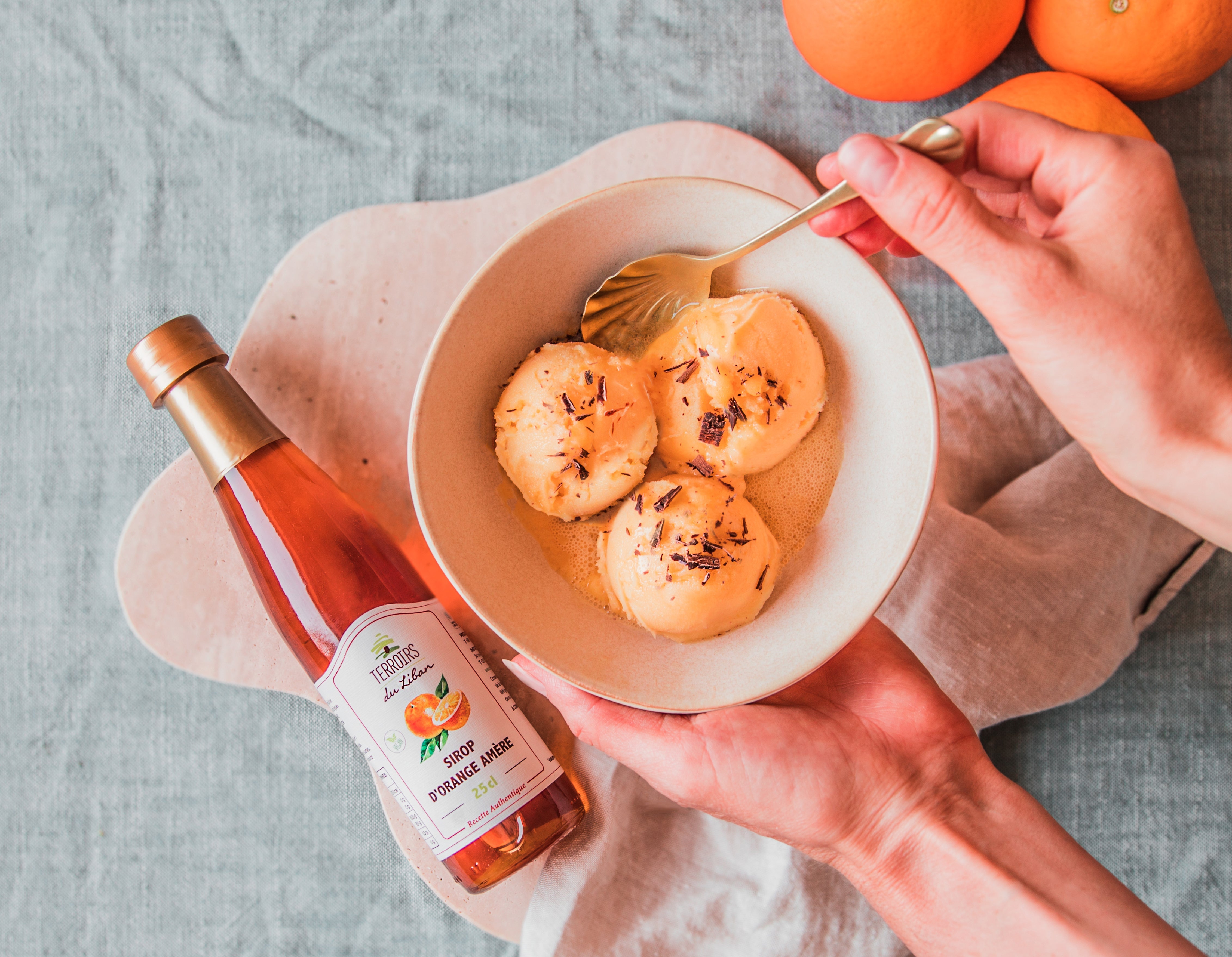 Citrus Sorbet with Bitter Orange Syrup