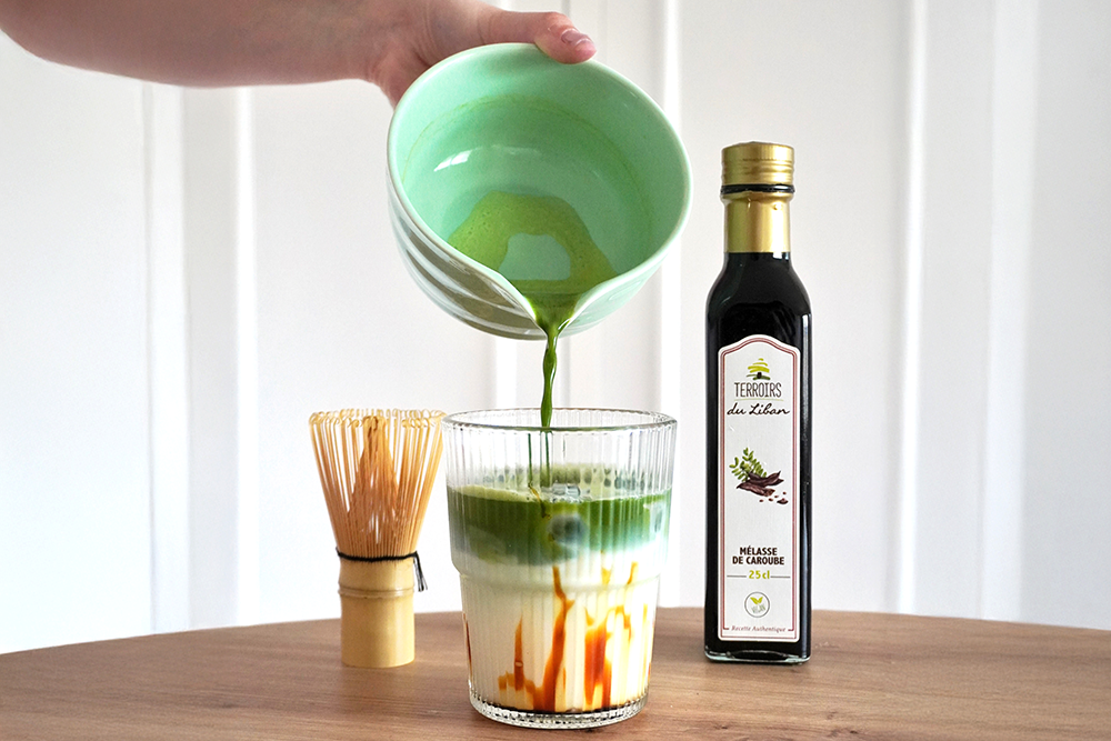 Iced Matcha with Carob Molasses