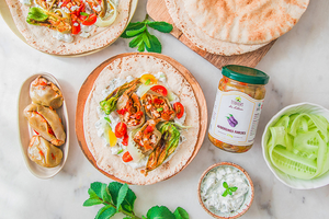 Pita with Stuffed Eggplants