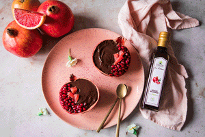 Dark Chocolate Mousse with Pomegranate Molasses & Grapefruit