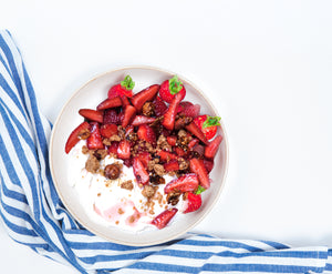 Strawberry Salad with Rose Syrup & Poppy Seed Crumble