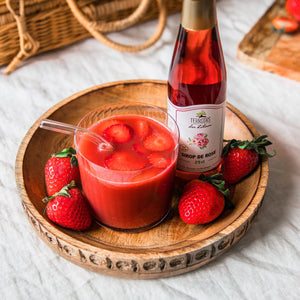 Strawberry Juice flavored with Rose Syrup